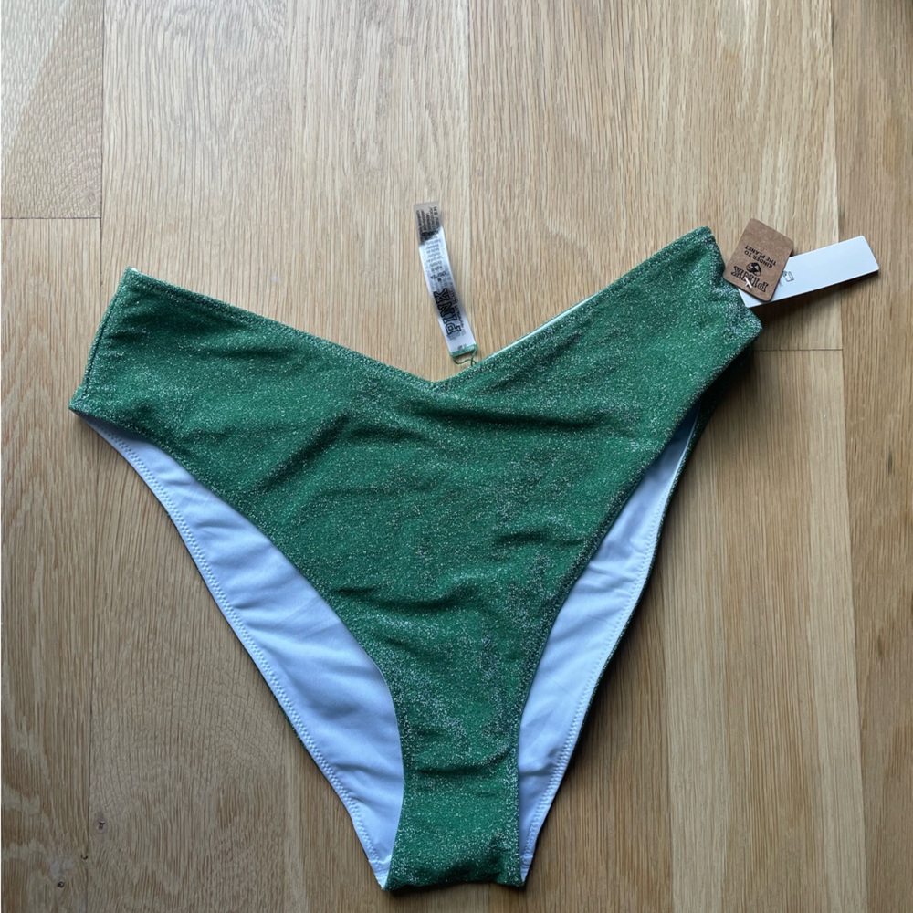 NWT Pink by VS Swim Bottom - Sparkle Green Medium